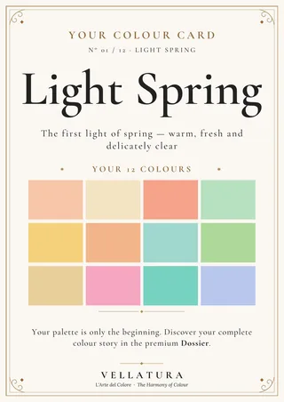 Vellatura Light Spring Colour Card